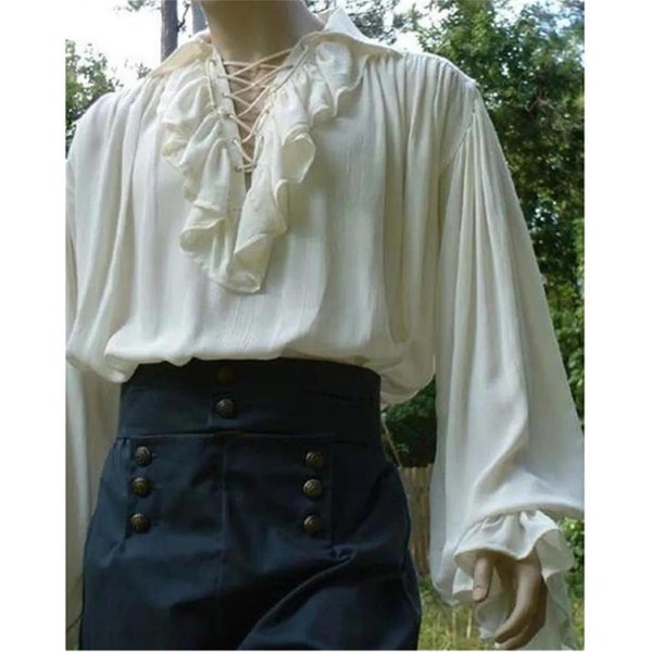 Steampunk Pirate Shirt Y2K Renaissance Oversized Cosplay. A Symphony of Historical Charm in Long Sleeve Medieval Victorian Ruffle Shirt