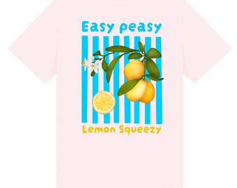 Kids Easy Peasy Lemon Squeezy Organic T-shirt, Sustainable Summer Gift for Boys and Girls