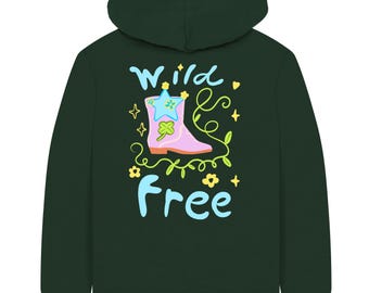 Wild And Free Cowgirl Boot Hoodie: Organic Cotton Western Hooded Sweatshirt Gift for Daughter