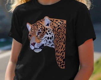 Kids Rainforest Jaguar Tee: Organic Cotton T-shirt with Jaguar Design, Educational Gift