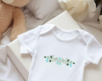 September Birth Flower Baby Bodysuit, Organic Cotton Baby Shower Gift