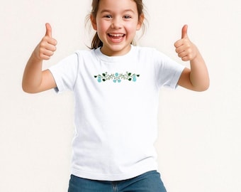 September Birth Flower Kids T-shirt, Organic Cotton Floral Tee, Sustainable Birthday Gift