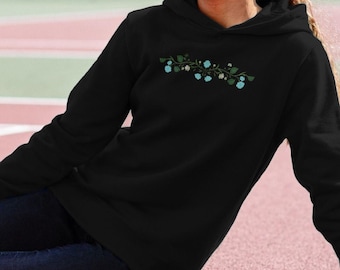 September Birth Flowers Hoodie Gift, Organic Cotton Sweatshirt with Minimalistic Floral Hand Drawn Design