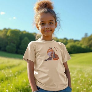 Organic Cotton Fox T-shirt for Children Birthday Gift with Mommy Fox Summer Holidays Sustainable Clothing BioDC Original Graphic Design
