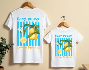 Mama Mini Organic Cotton T-Shirts, Easy Peasy Lemon Squeezy Family Set