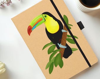 Keel-Billed Toucan Notebook: Kraft Hardcover, Rainforest Art, Lined Journal Gift
