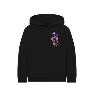 Girls Organic Cotton Floral Hoodie, Kids Wildflower Sweatshirt, Eco-friendly Meadow Hoodie, Botanical Gift image 9