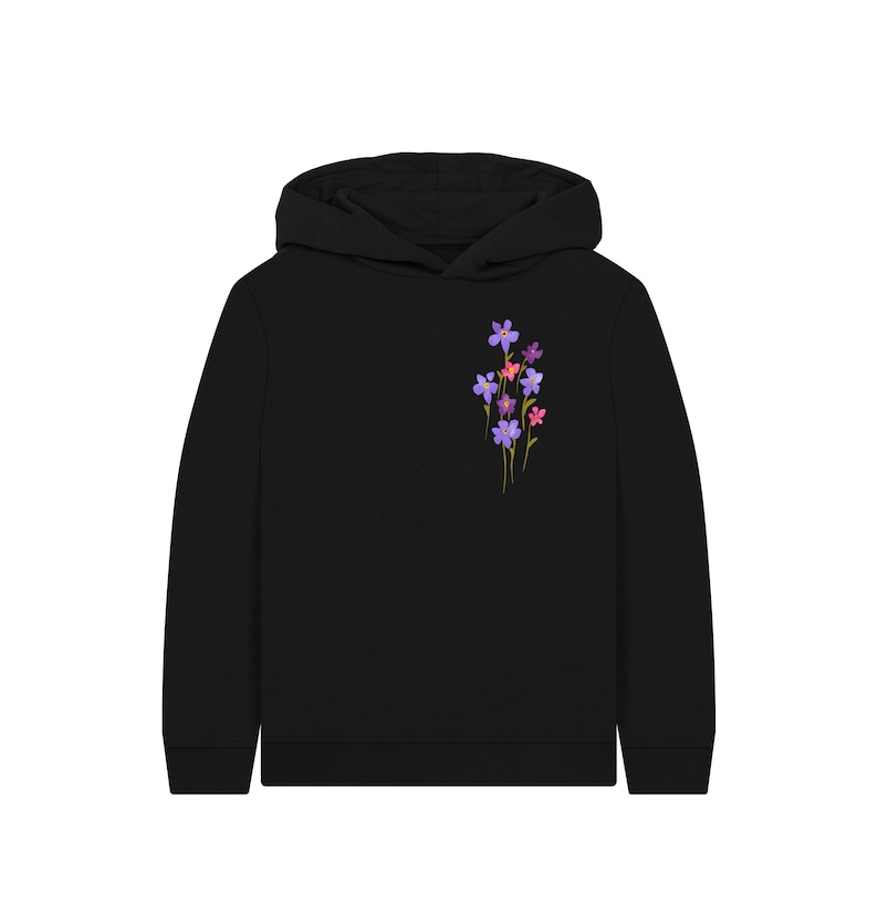 Girls Organic Cotton Floral Hoodie, Kids Wildflower Sweatshirt, Eco-friendly Meadow Hoodie, Botanical Gift image 9