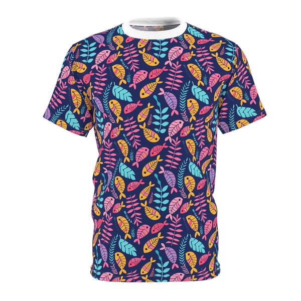 Tropical Fish Colorful Pattern, Tee Art, Trendy Prints, Pattern Pop, Graphic Ts, Funky Tees, Trend Tees, Unisex Cut & Sew Tee (AOP)