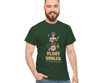 Plant Smiles Cultivate Kindness Unisex Heavy Cotton Tee