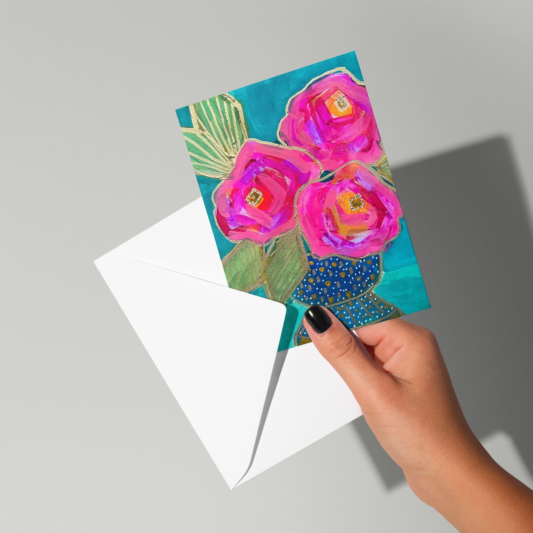 Blank Greeting Card With Envelope | Blank Greeting Card Floral | Blank ...