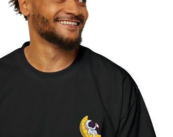 Men's Heavy Oversized Tee, Y2K, Gift for Him, Streetwear T-shirt, Influencer T-shirt, Streetwear, Space T-shirt, Rocket Man, Dope T-shirt