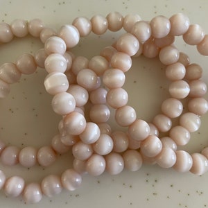 Kids Cats Eye beaded bracelet, peach Cats Eye, Schiller Cats Eye, Peach Beads