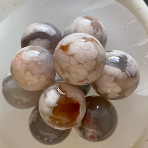 Mini Flower Agate Spheres, Dark Flower Agate, Green Flower Agate