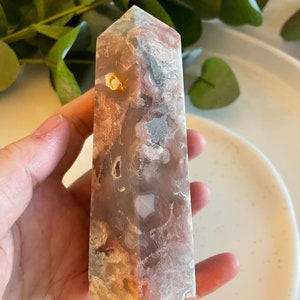 Flower Agate Tower, Flower Agate Tower, Flower Agate Crystal, Green Flower Agate, Red Flower Agate, Unique Flower Agate, Pink Flower Agate