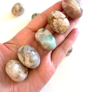 Flower Agate Tubmle, Flower Agate Gemstone, Flower Agate Pocket Stone, Green Flower Agate, Sakura Flower Agate, Flower Agate Crystal, FA