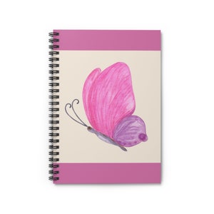 Pink Butterfly Spiral Notebook - Ruled Line