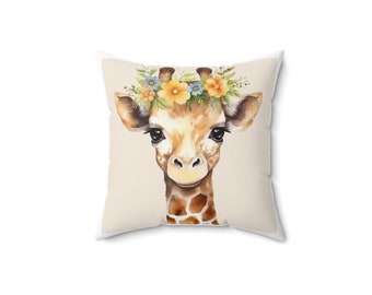 Bellissimo cuscino quadrato in poliestere filato giraffa