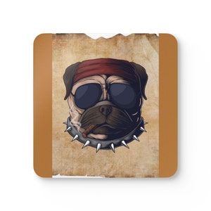 Funny English Bulldog Corkwood Coaster Set