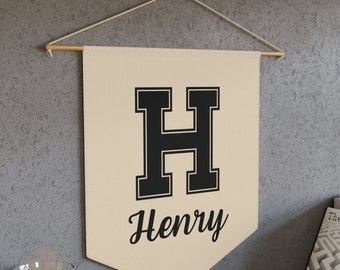 Custom Varsity Letter Name Pennant: Nursery Decor