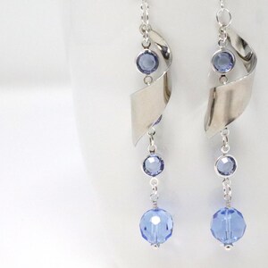 Blue Crystal Dangle Earrings for Bridesmaids, Handmade Elegant Birthday Jewelry Gift, Unique Ear Candy Accessories for Her