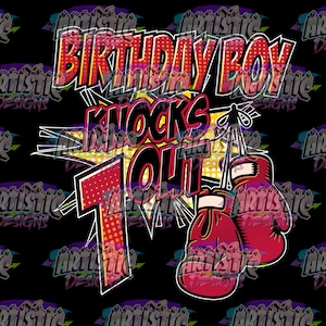 Menino de aniversário nocauteia 1 design de camisa de aniversário PNG imagem para download