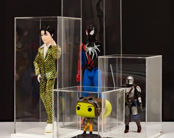 Clear Acrylic Display for Figurines, Models, Collectibles, and Memorabilia | 5"x5" up to 15" Height | Dustproof & Protective Enclosure