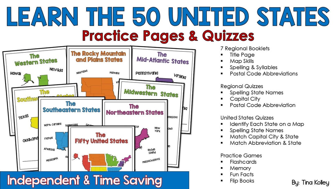 US States and Capitals Activity Set - Printable Learning (PDF) - Etsy