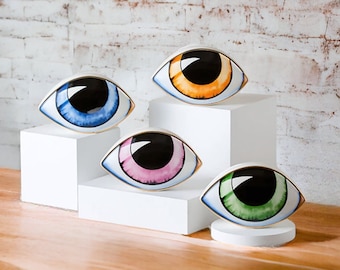 Evil Eye Figurine - Handcrafted Ceramic Enamel Statue - Abstract Home Decor Accent for Bar or Study Room - Unique Housewarming Gift