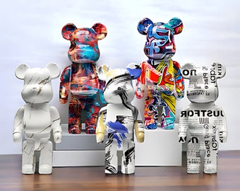 Colorful Graffiti Bear Pop Art Sculpture | Modern Ornament | Unique TV Cabinet and Shelf Decor | Artisan Bear Figurine