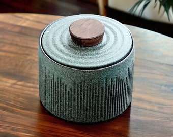 Vintage Japanese Ceramic Tea Container with Lid - Handmade Tea Coffee Storage Canister - Unique Gift for Tea Lovers and Mothers Day