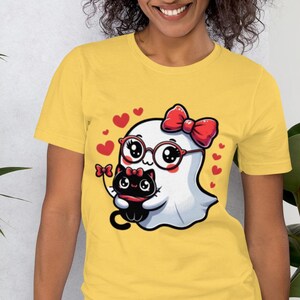 Süßes Geisterkatzen-Halloween-Shirt, Geister-schwarze Katzen-Halloween-Shirt, gruselige Saison, lustiges Geisterkatzen-Shirt, Halloween-Geschenk Katzenbesitzer, Geist-T-Shirt
