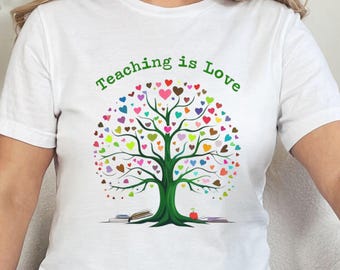 Teaching is Love T-Shirt: Teacher Heart Tree Shirt