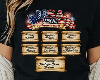 Bella Canvas USA Birthday Shirt, America 250th Anniversary Shirt, 4th Of July Shirt, Pro Democracy tShirt, Liberal Political Graphic Tee