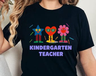 Cute Kindergarten Teacher Shirts, Teacher Shirt Kindergarten, Kindergarten Teacher Gift|Kindergarten Shirt Teacher|Teacher Kindergarten Gift