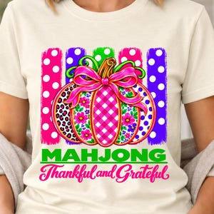 Mahjong Thanksgiving Pumpkin Shirt, Gift For Mom Tee, Preppy Pumpkin Shirt, Cute Autumn Shirt, Pumpkin Mahj Tee, Thanksgiving Gift For Her