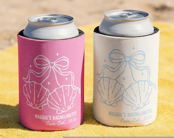 Mermaid Bachelorette Can Coolers - Custom Last Splash Bachelorette Party Favors - Personalized Cozies in Regular and Slim Size