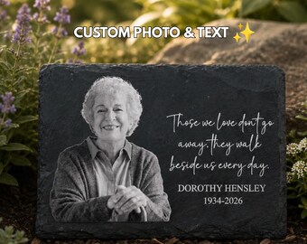 Custom Photo Memorial Garden Stone, Loss of Mom Dad, Photo Memorial Stone for Loved Ones, Sympathy Gifts, Remembrance Gift, Grave Decor Gift