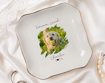 Personalized Pet Portrait Jewelry Dish,Christmas Pet Memorial Ornaments,Dog Cat Photo Ring Dish,Trinket Dish,Pet Lovers Gift,Birthday Gifts