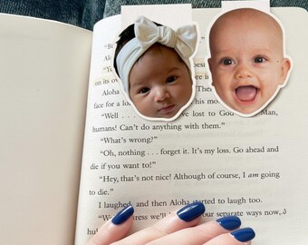 Custom Baby Face Magnetic Bookmark, Personalized Photo Gift, Custom Bookmark, Mother Gift, Xmas Gift, Book Lover Gift, Dad Gift, Grandparent