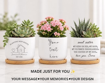 Personalized Mini Succulent Planter – Thank You Gift for Coworker, Intern Gift, Friend Gift, Custom Plant Pot