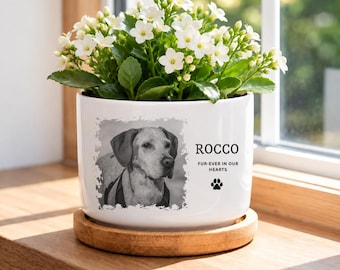 Pet Memorial Planter, Custom Dog Memorial Pot, Personalized Pet Portrait Planter, Sympathy Gift for Pet Loss, Remembrance Gift for Pet Lover