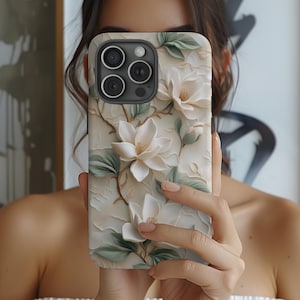 Magnolia Phone Case Floral Unique Mosaic iPhone 16 15 14 13 12 11 Pro Max Plus X Samsung Galaxy S24 S23 Ultra Google Pixel 8 7