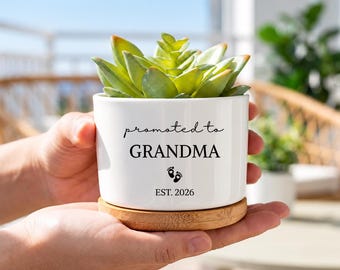Promoted to Grandma Gift Mom to Grandma Succulent Pot New Grandmother Gift Christmas Gifts Pregnancy Announcement Custom New Grandma Gift