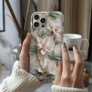 Magnolia Phone Case Floral Unique Mosaic iPhone 16 15 14 13 12 11 Pro Max Plus X Samsung Galaxy S24 S23 Ultra Google Pixel 8 7 image 5