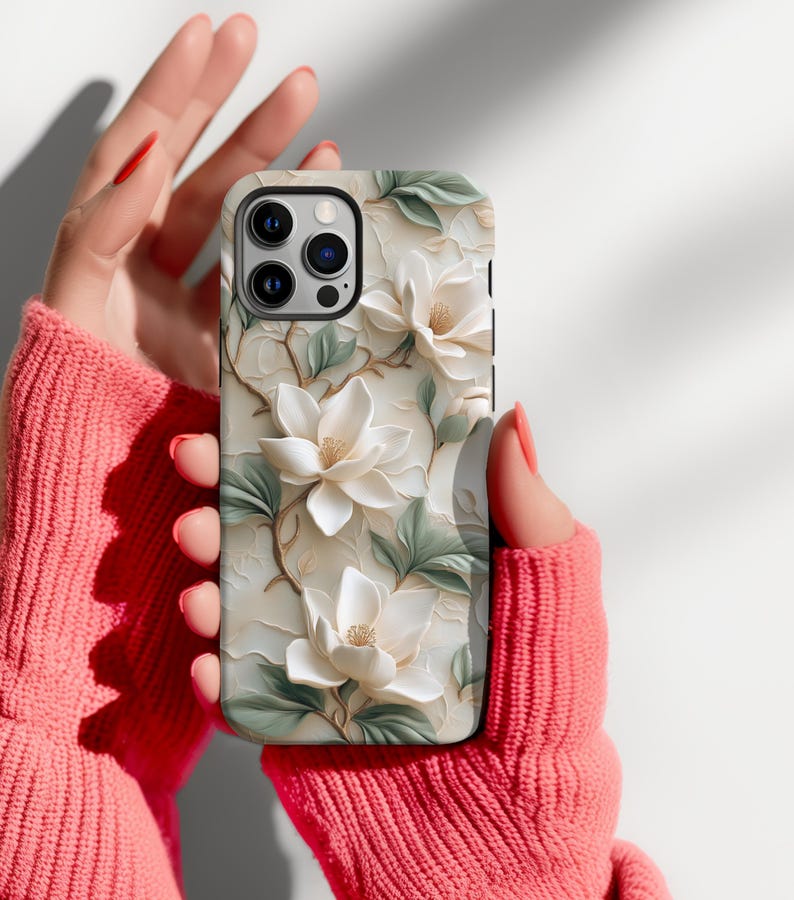 Magnolia Phone Case Floral Unique Mosaic iPhone 16 15 14 13 12 11 Pro Max Plus X Samsung Galaxy S24 S23 Ultra Google Pixel 8 7 image 7
