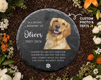 Personalized Dog Memorial Stone with Photo – Pet Loss Keepsake Garden Grave Tribute