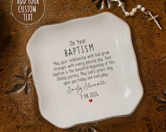 Personalized Christian Baptism Ring Dish, Adult Baptism Gift, New Believer Keepsake, Custom Christening Jewelry Tray, Faith Gift