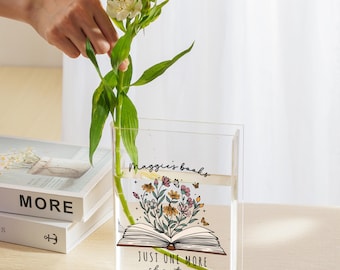 Personalized Acrylic Book Vase: Custom Name Gift for Book Lovers