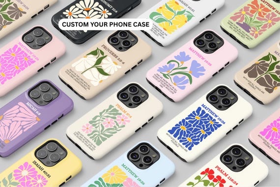 Custom Floral Christian Phone Case with Bible Verse | Colorful Aesthetic | iPhone 17 Samsung Galaxy Google Pixel | MagSafe® Option